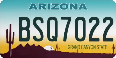 AZ license plate BSQ7022