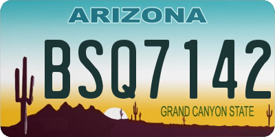 AZ license plate BSQ7142