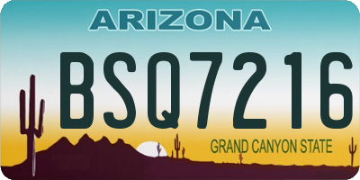 AZ license plate BSQ7216