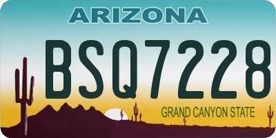 AZ license plate BSQ7228