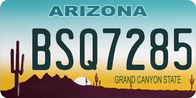 AZ license plate BSQ7285