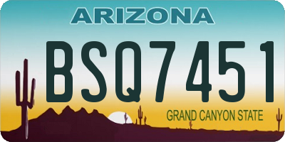 AZ license plate BSQ7451
