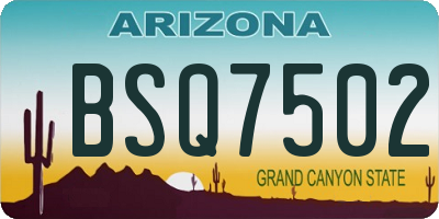 AZ license plate BSQ7502