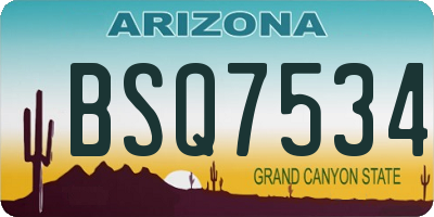 AZ license plate BSQ7534