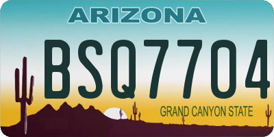 AZ license plate BSQ7704