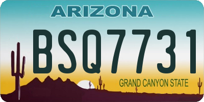 AZ license plate BSQ7731