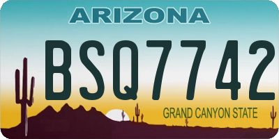 AZ license plate BSQ7742