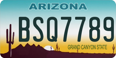 AZ license plate BSQ7789