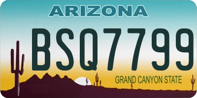 AZ license plate BSQ7799