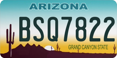 AZ license plate BSQ7822