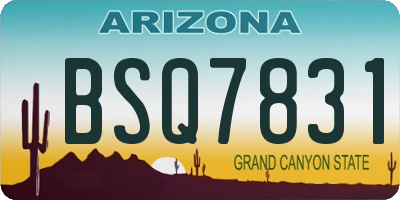 AZ license plate BSQ7831