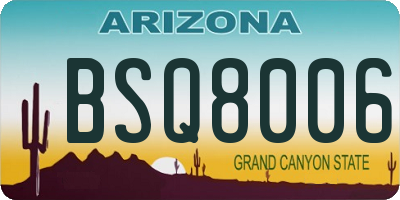 AZ license plate BSQ8006