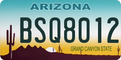 AZ license plate BSQ8012