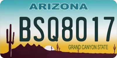 AZ license plate BSQ8017