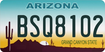 AZ license plate BSQ8102