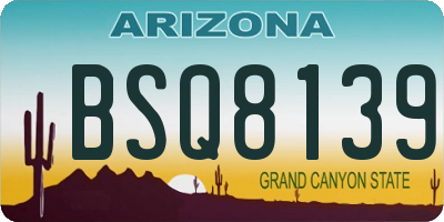 AZ license plate BSQ8139