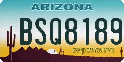 AZ license plate BSQ8189