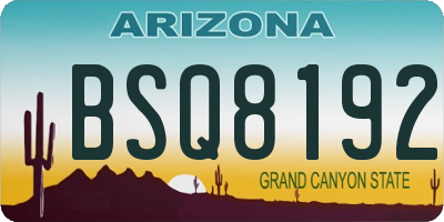 AZ license plate BSQ8192