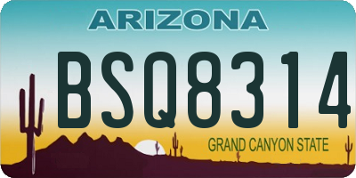 AZ license plate BSQ8314