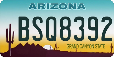 AZ license plate BSQ8392