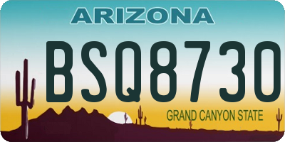 AZ license plate BSQ8730