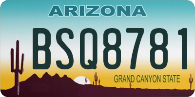 AZ license plate BSQ8781