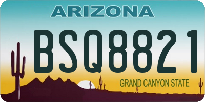 AZ license plate BSQ8821