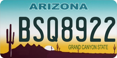 AZ license plate BSQ8922