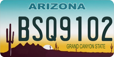 AZ license plate BSQ9102