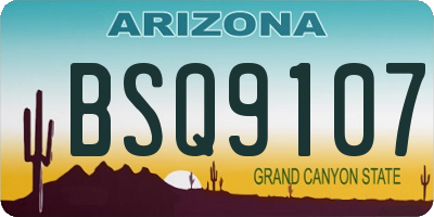 AZ license plate BSQ9107