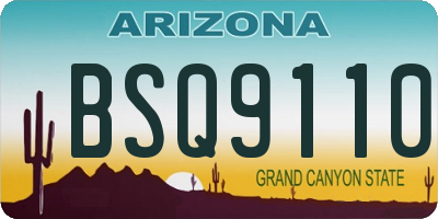 AZ license plate BSQ9110