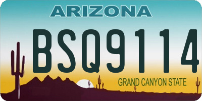 AZ license plate BSQ9114