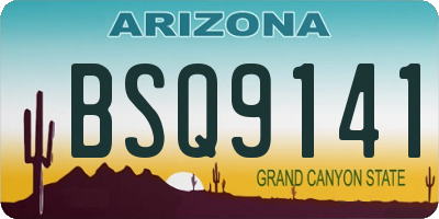 AZ license plate BSQ9141