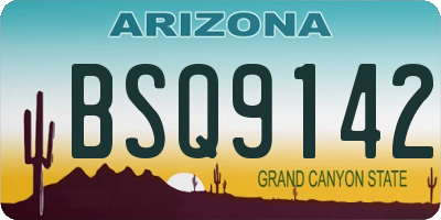 AZ license plate BSQ9142