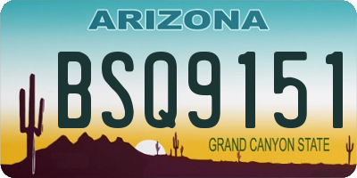 AZ license plate BSQ9151