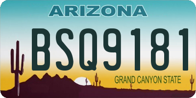 AZ license plate BSQ9181
