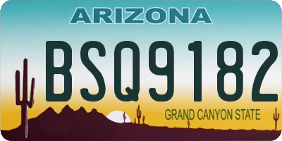 AZ license plate BSQ9182