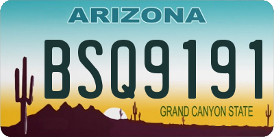 AZ license plate BSQ9191