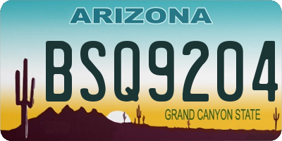 AZ license plate BSQ9204