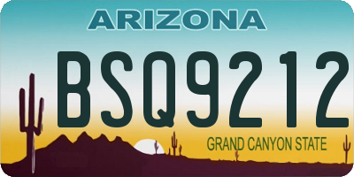 AZ license plate BSQ9212