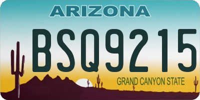 AZ license plate BSQ9215