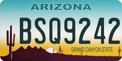 AZ license plate BSQ9242
