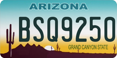 AZ license plate BSQ9250