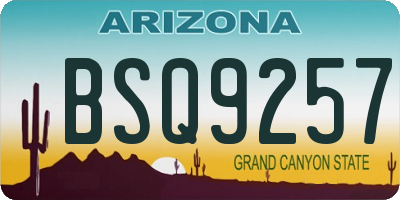 AZ license plate BSQ9257