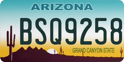 AZ license plate BSQ9258