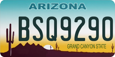 AZ license plate BSQ9290