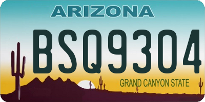 AZ license plate BSQ9304