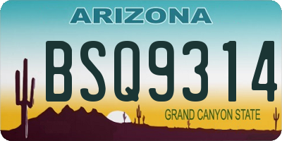 AZ license plate BSQ9314