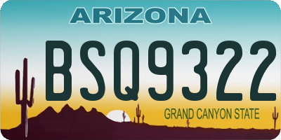 AZ license plate BSQ9322