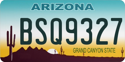 AZ license plate BSQ9327